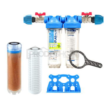 Sada filtru Senior 10 "DUO. Komplet připojení 1". Filtrace nečistot a vodního kamene  (QA CF-SX)