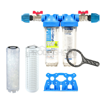 Sada filtru Senior 10" DUO. Komplet připojení 1". Na nečistoty, vodní kámen a demineralizaci (10" SX HA SILIPHOS)