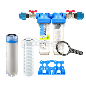 Sada filtru Senior 10" DUO. Komplet připojení 1". Snížení dusičnanů ve vodě (QA 10 AF-SX).