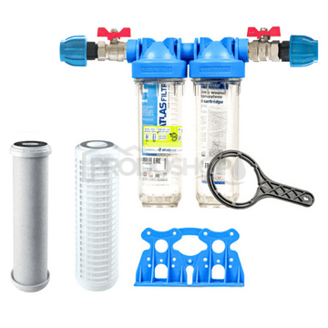 Sada filtru Senior 10" DUO. Komplet připojení 3/4". Filtrace nečistot, chloru a zápachu (CB-EC CTO)