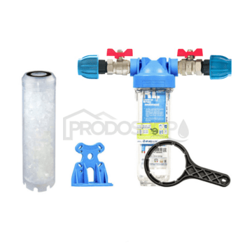 Sada filtru Senior 10" MONO. Komplet připojení 1". Na vodní kámen a demineralizaci (HA 10SX TS s polyfosfat kuličkami)